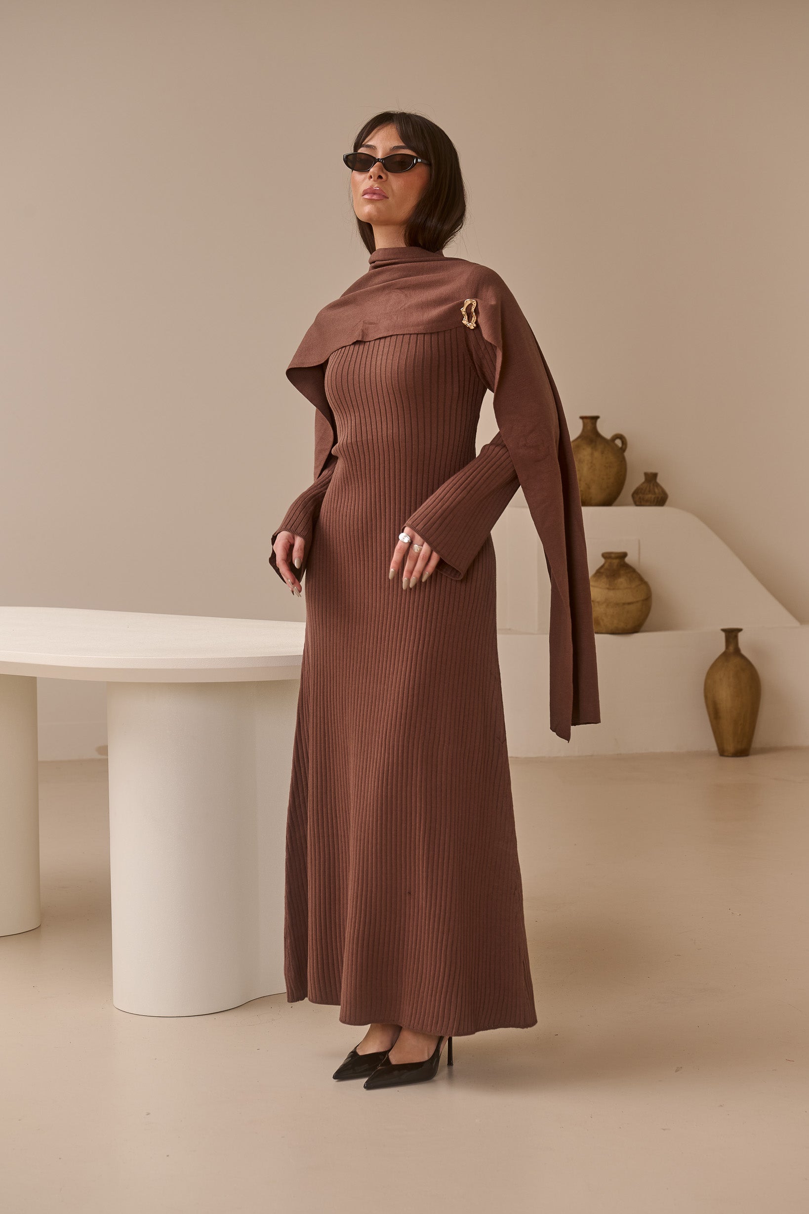 Scarlet Knit Scarf Dress