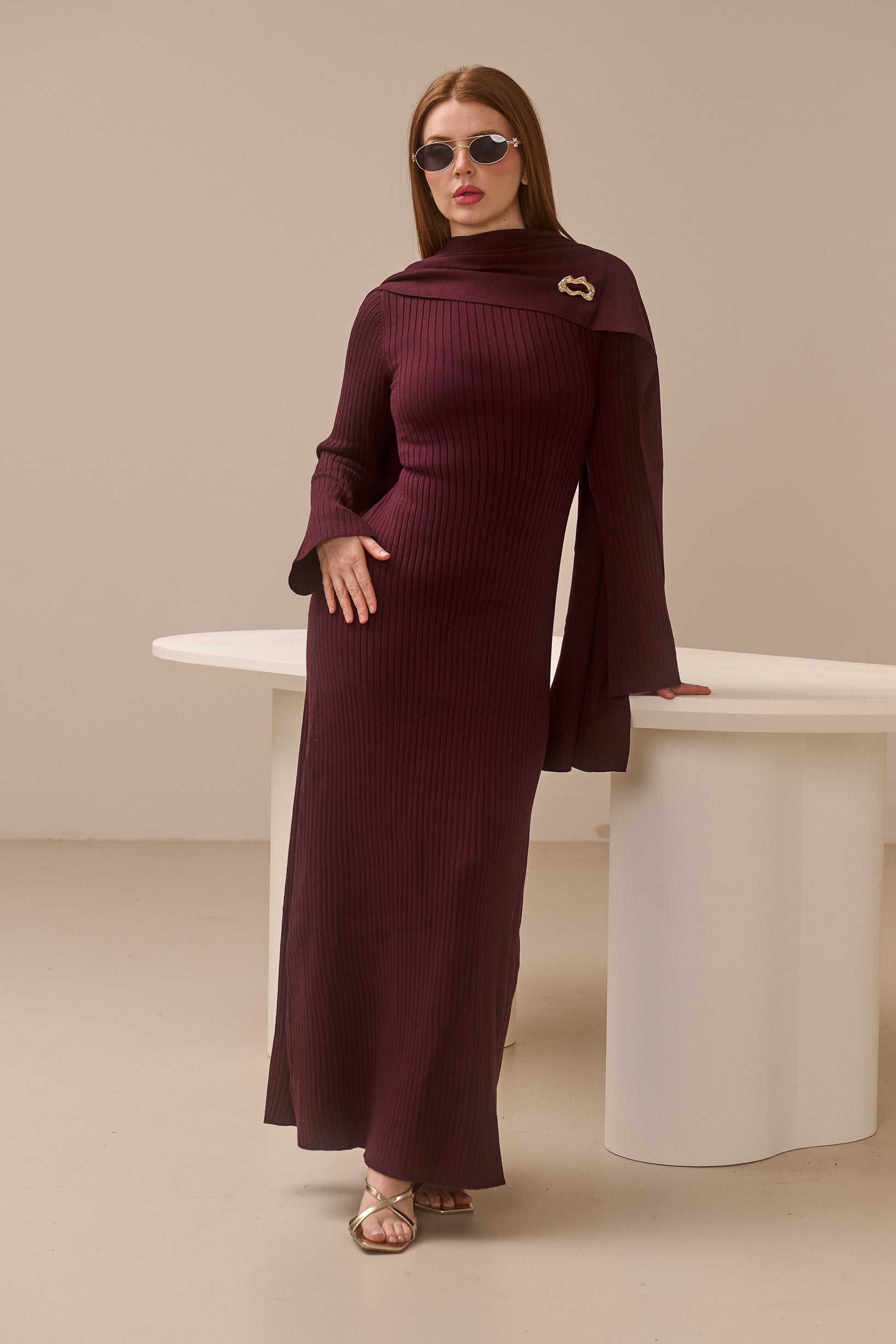 Scarlet Knit Scarf Dress