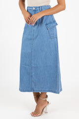 Cargo Denim Maxi Skirt