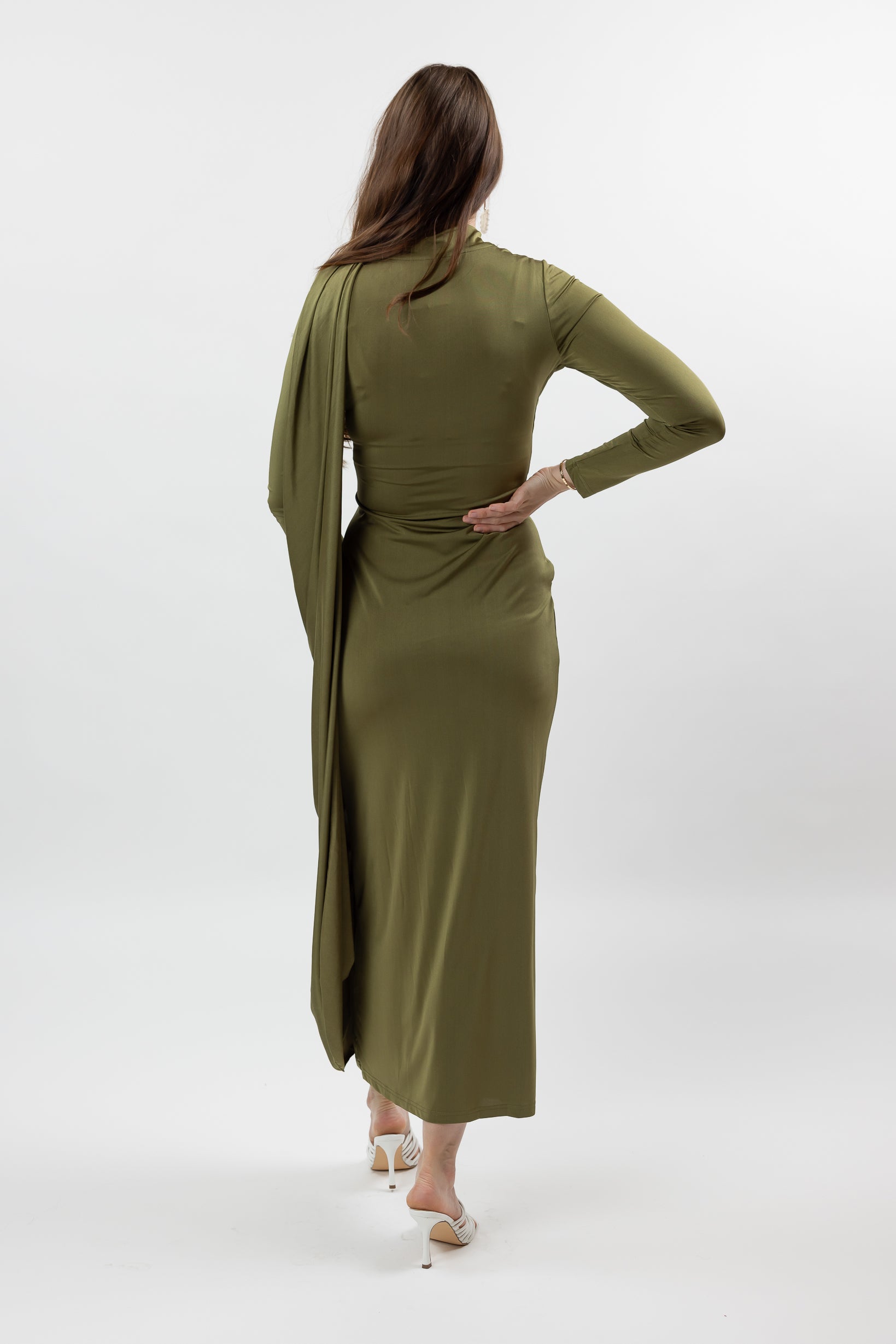 M8387Green-drape-dress