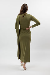 M8387Green-drape-dress