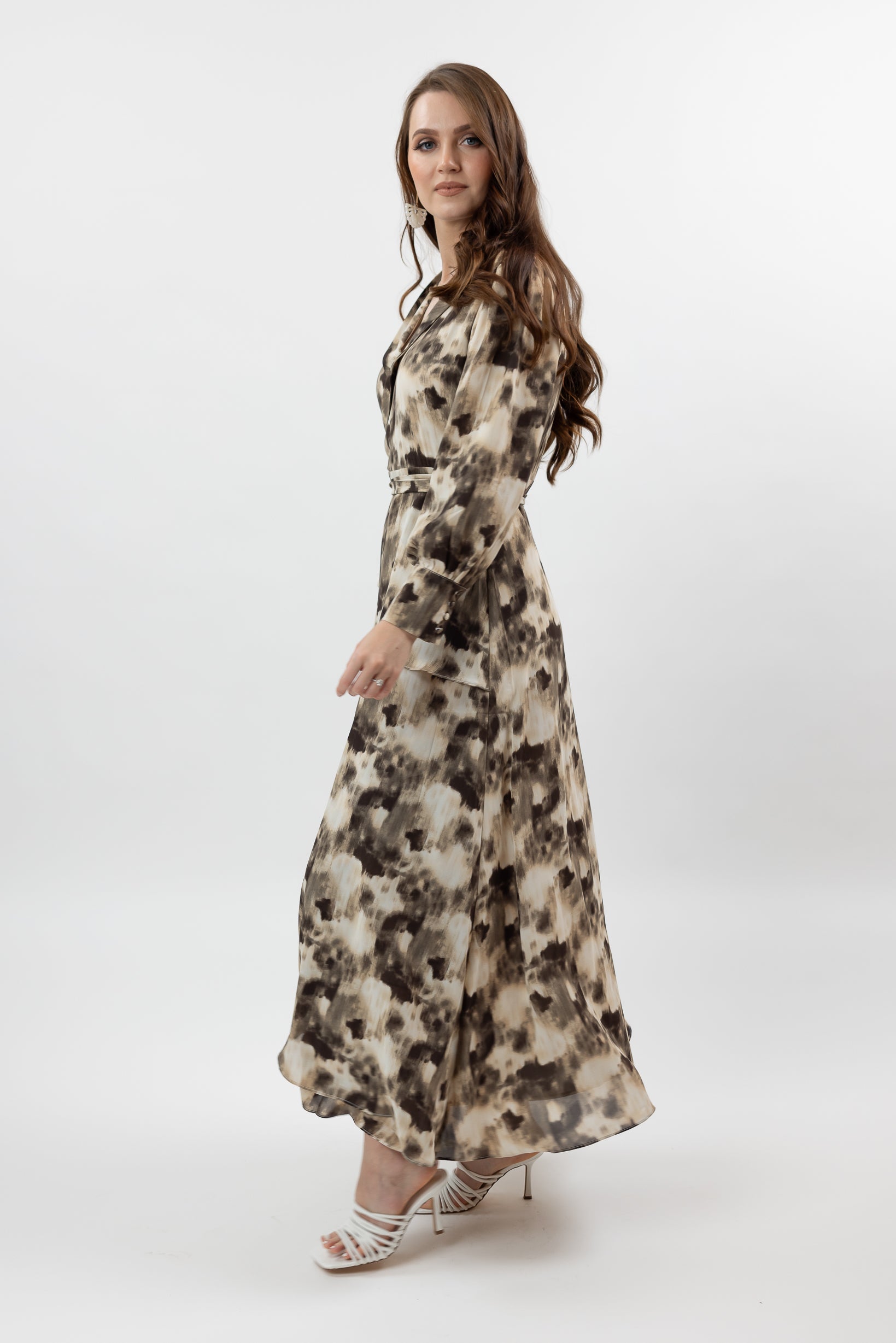 M8467BrownPrint-dress-wrap-printed