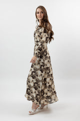 M8467BrownPrint-dress-wrap-printed