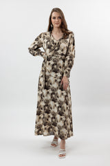 M8467BrownPrint-dress-wrap-printed
