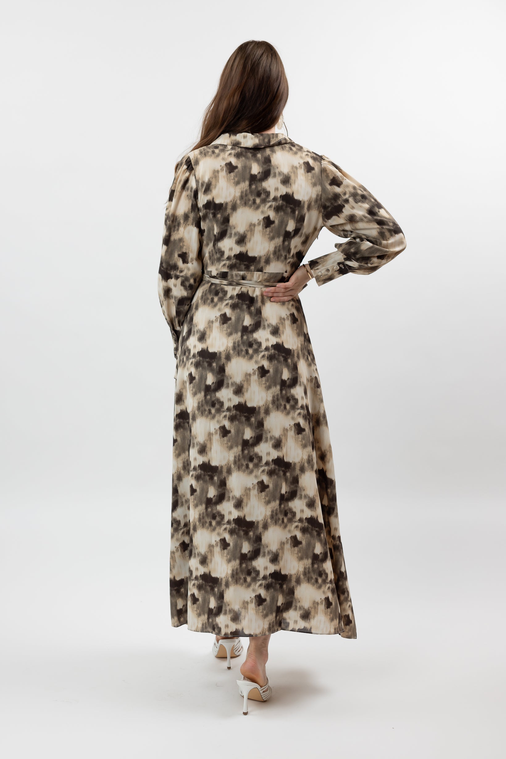 M8467BrownPrint-dress-wrap-printed
