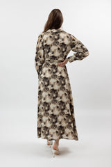 M8467BrownPrint-dress-wrap-printed