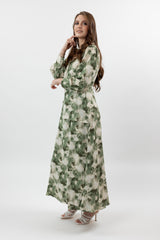 M8467GreenPrint-dress-wrap-printed
