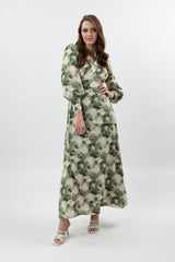 M8467GreenPrint-dress-wrap-printed