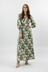 M8467GreenPrint-dress-wrap-printed
