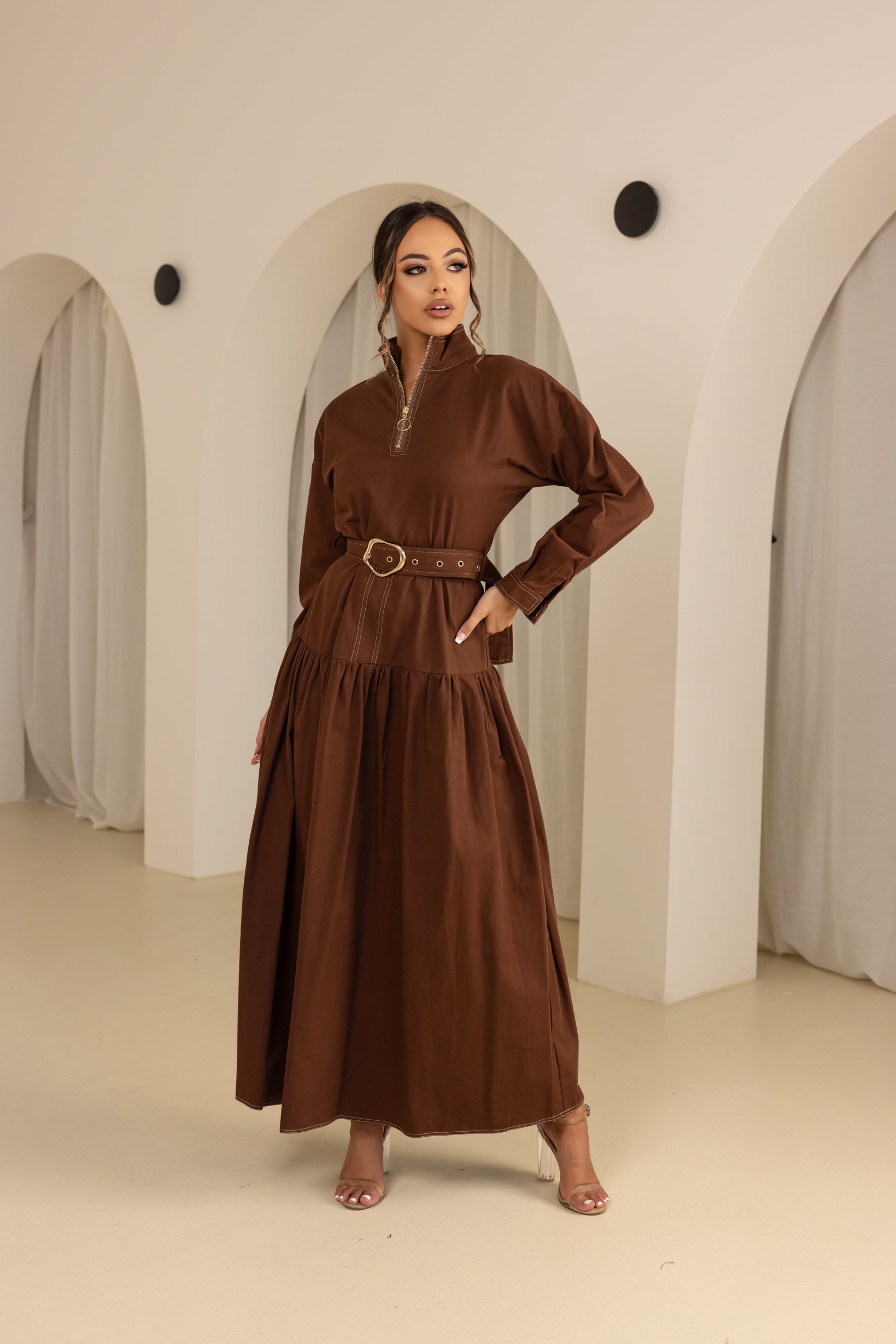 M8549Chocolate-maxi-dress