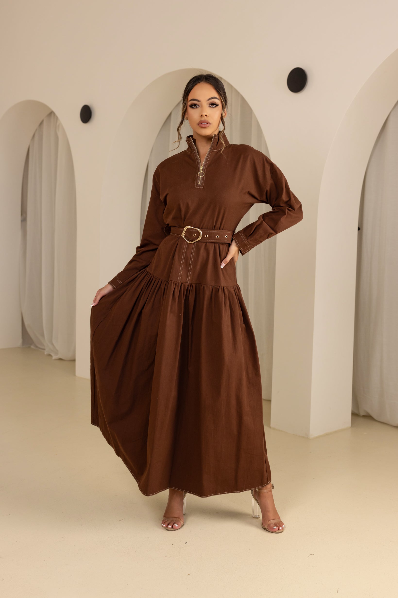 M8549Chocolate-maxi-dress