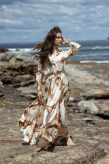M8567Brown-skirt-print