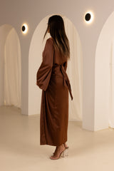 M8608Chocolate-satin-skirt