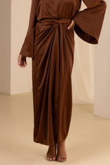 M8608Chocolate-satin-skirt