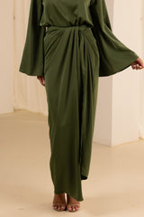 M8608Green-satin-skirt