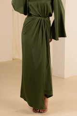M8608Green-satin-skirt