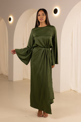M8608Green-satin-skirt