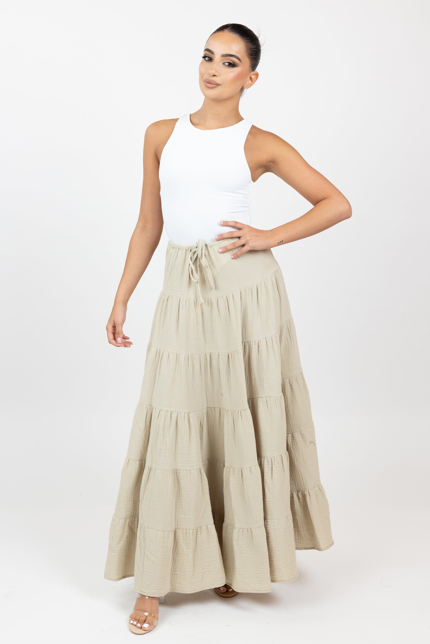 M8615Lightkhaki-maxi-skirt