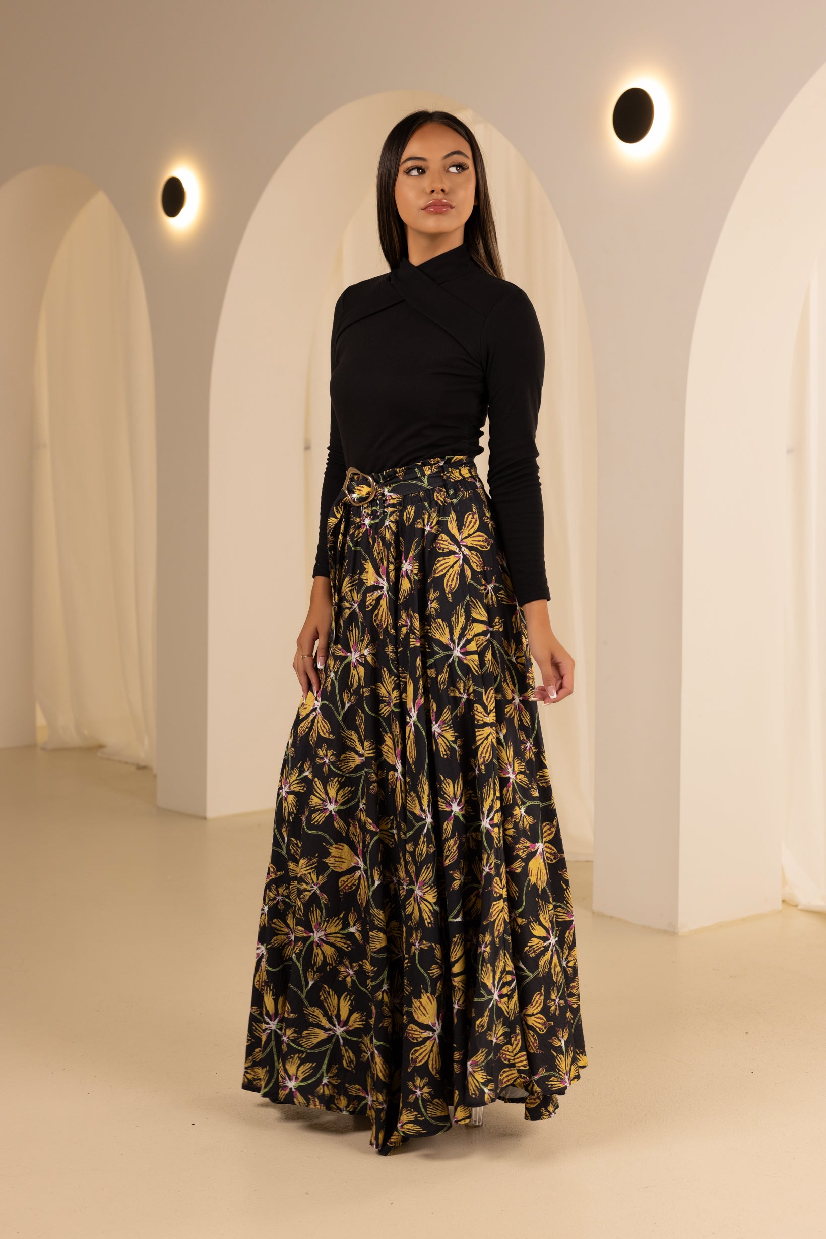 M8637Blackplain-maxi-skirt