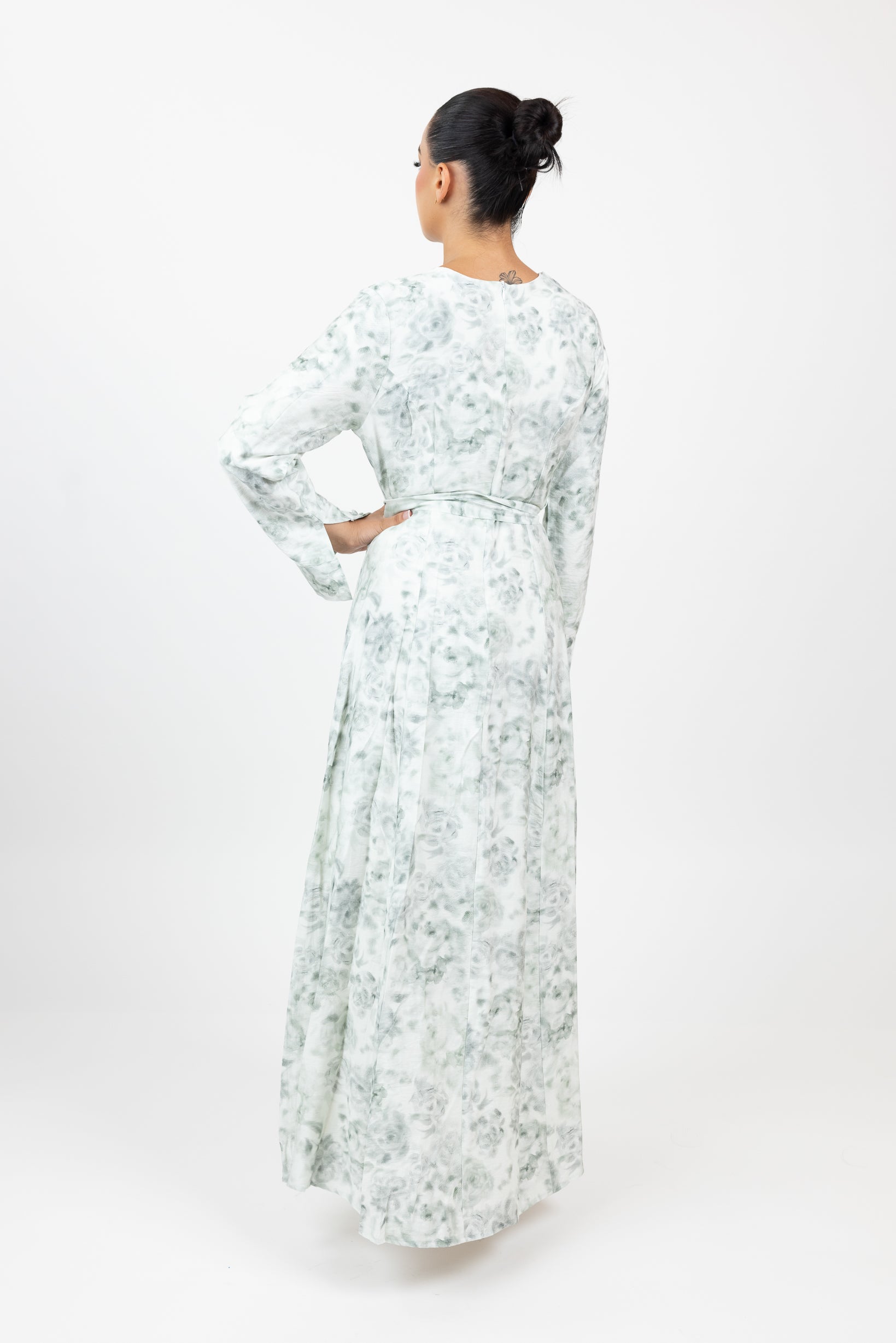 M8754Green-floral-dress