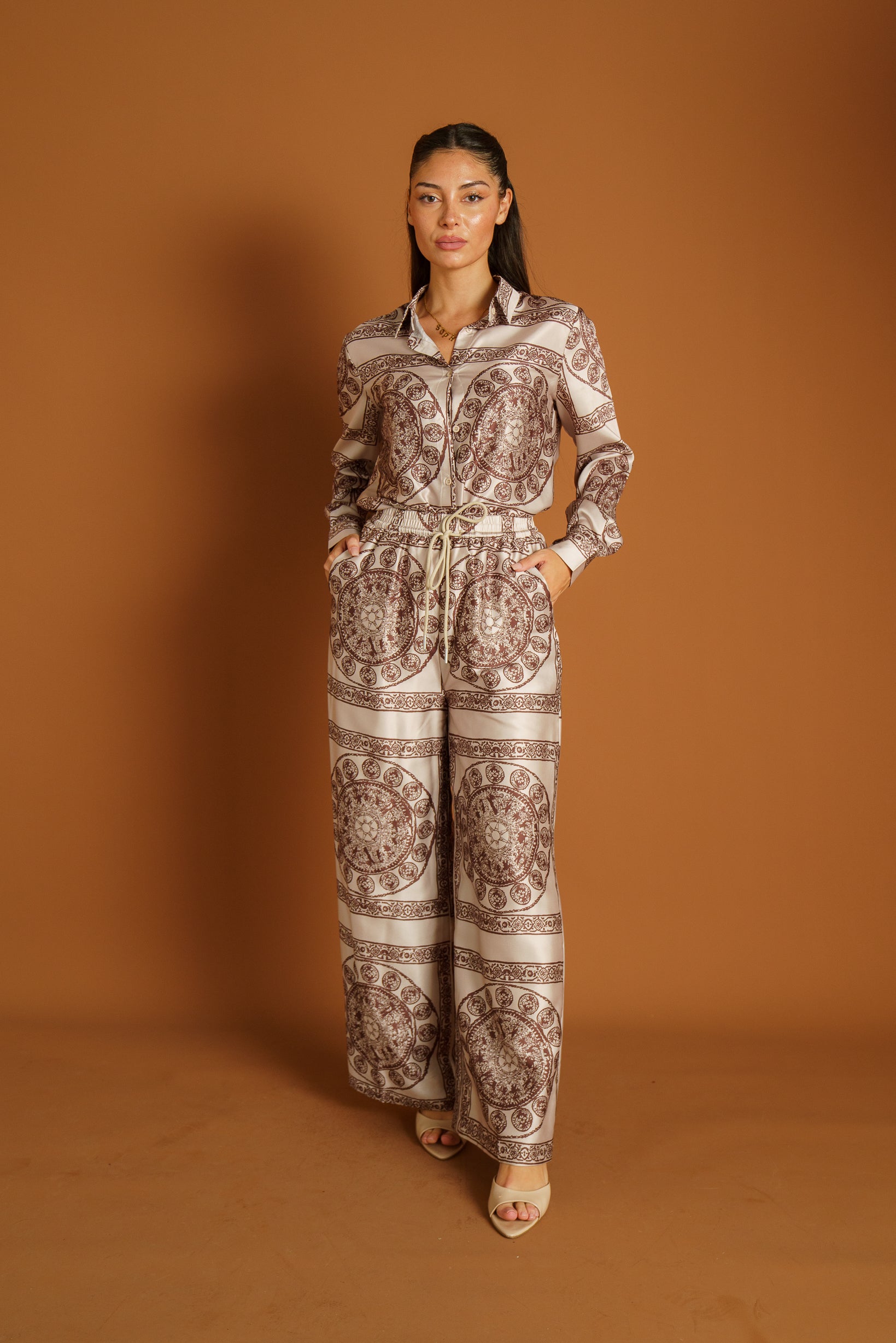 M9347brownprint-shirt-top