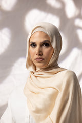 Cotton Tassleless Shawl - Shades of White