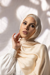 Cotton Tassleless Shawl - Shades of White