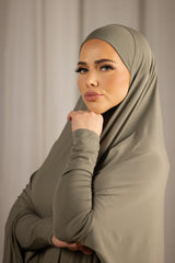 Sleeve Jilbab with Cap - Shades of Green