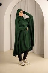 Sleeve Jilbab with Cap - Shades of Green
