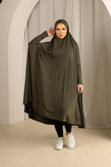 Sleeve Jilbab with Cap - Shades of Green