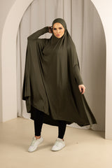 Sleeve Jilbab with Cap - Shades of Green