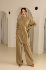 SM8381Khaki-top-pant-set