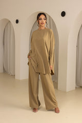 SM8381Khaki-top-pant-set