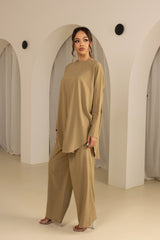 SM8381Khaki-top-pant-set