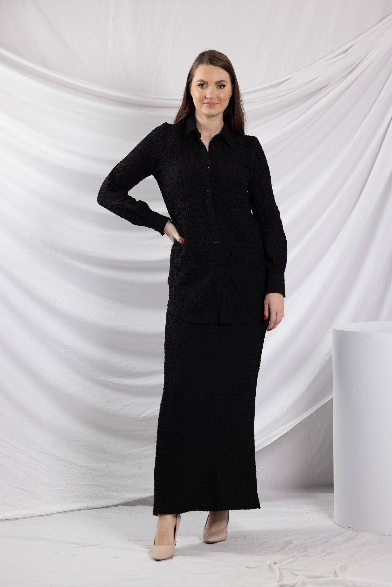 SM8399Black-shirt-skirt-set