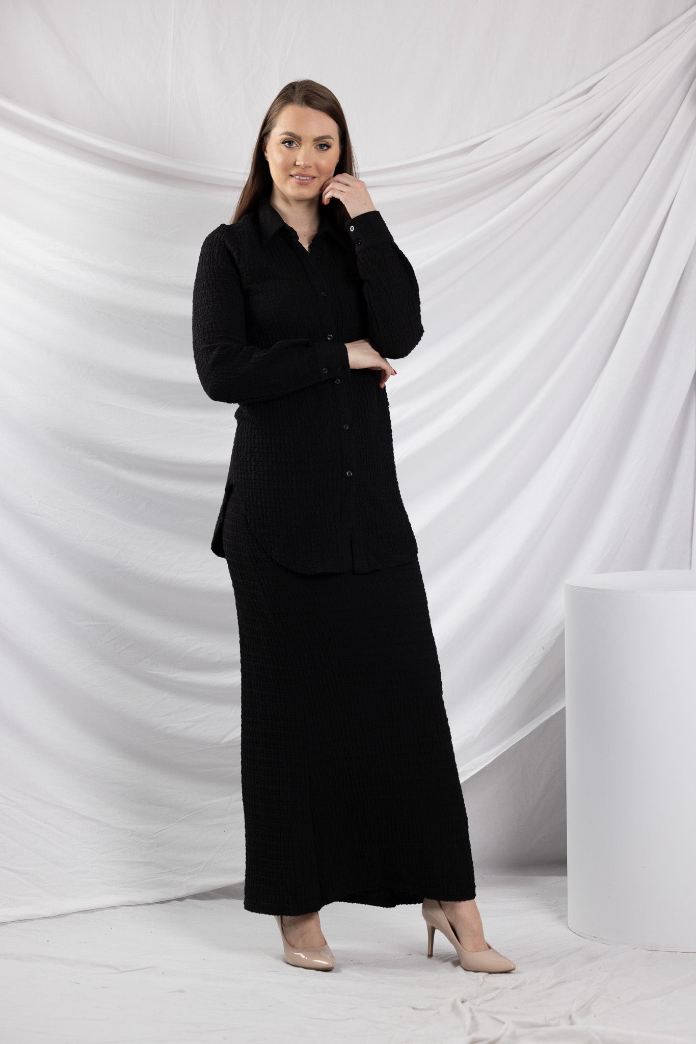 SM8399Black-shirt-skirt-set