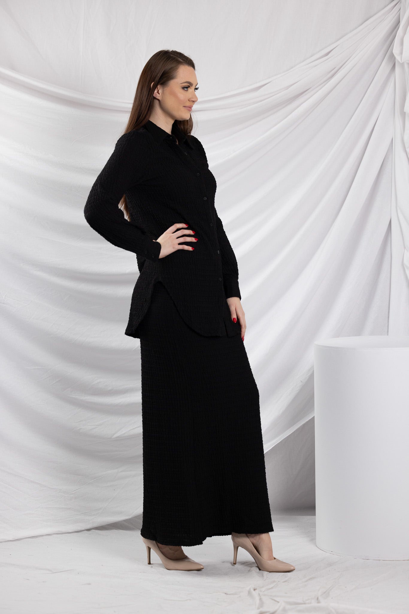 SM8399Black-shirt-skirt-set