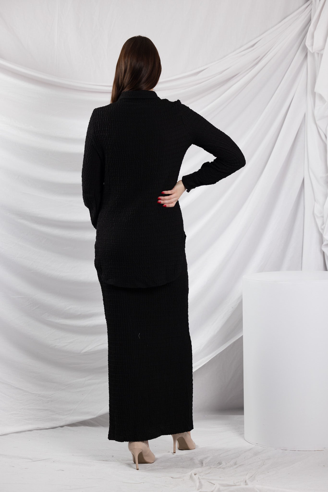 SM8399Black-shirt-skirt-set