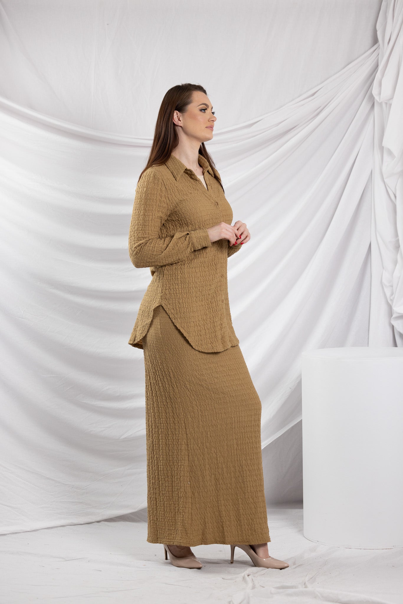 SM8399LightCoffee-shirt-skirt-set