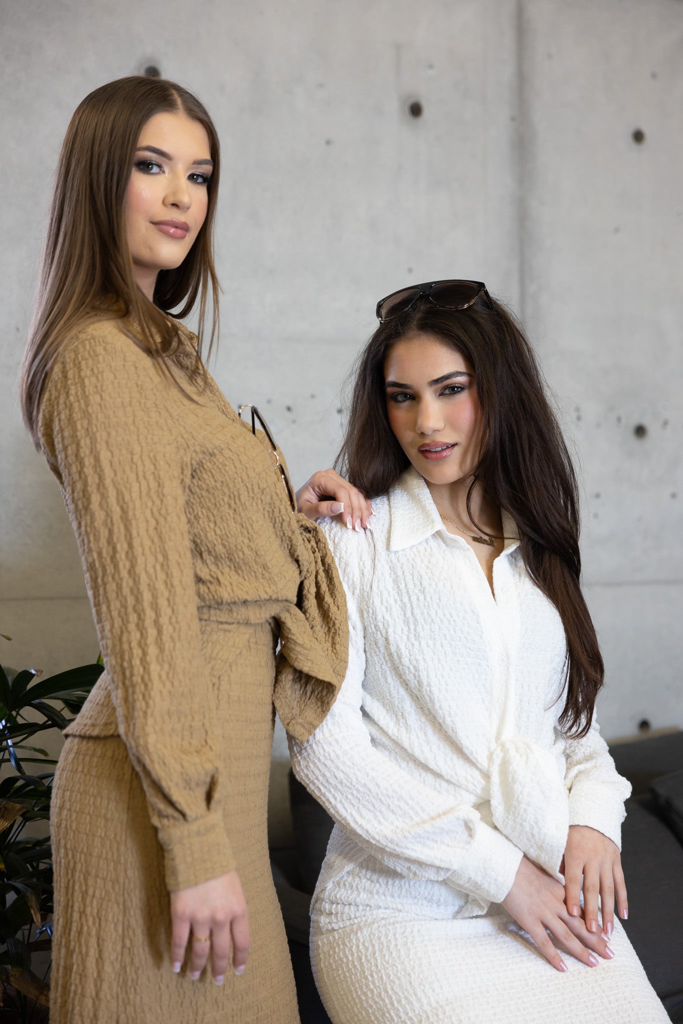 SM8399LightCoffee-shirt-skirt-set