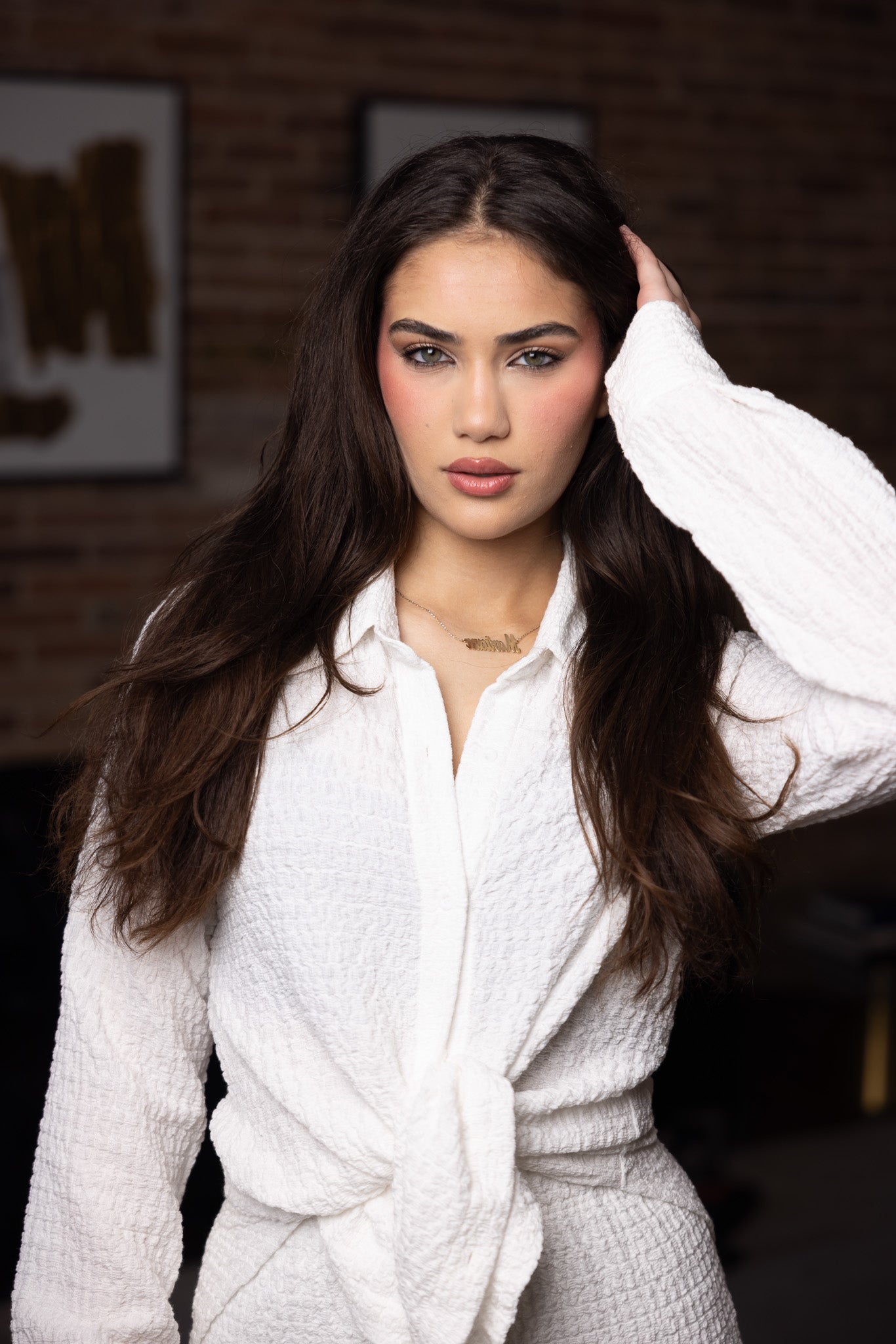 SM8399White-shirt-skirt-set