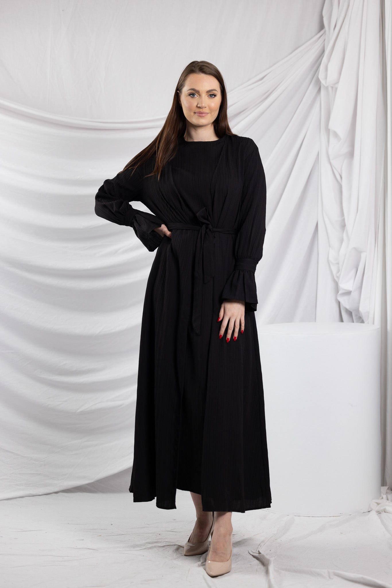 SM8427Black-dress-cardigan-set