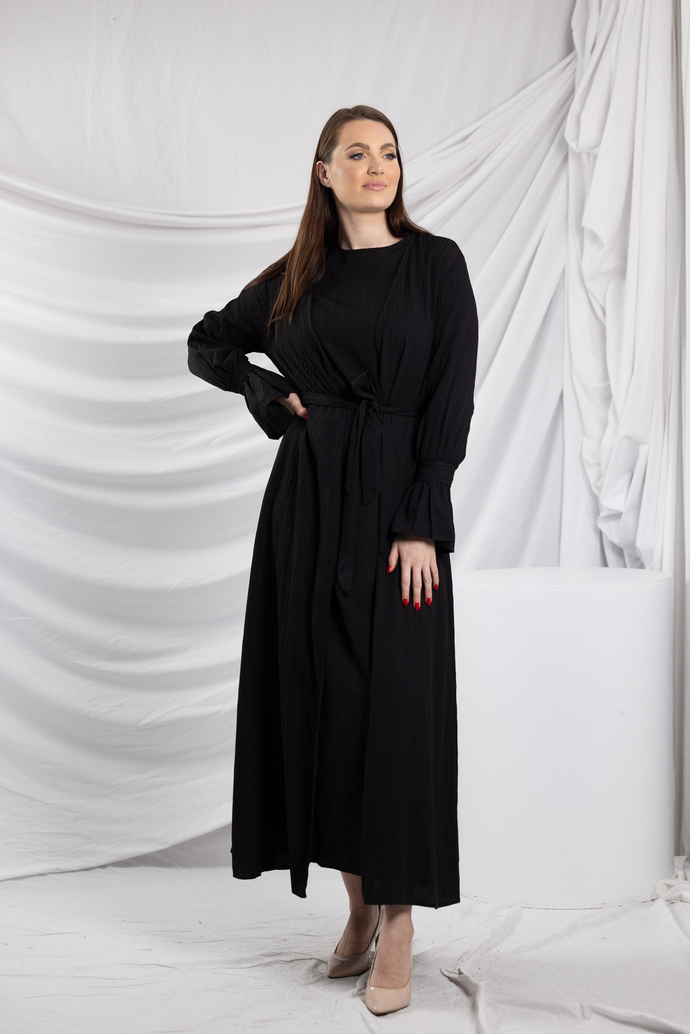 SM8427Black-dress-cardigan-set