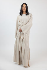 SM8627Beige-dress-skirt-cardigan-set