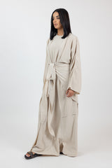 SM8627Beige-dress-skirt-cardigan-set