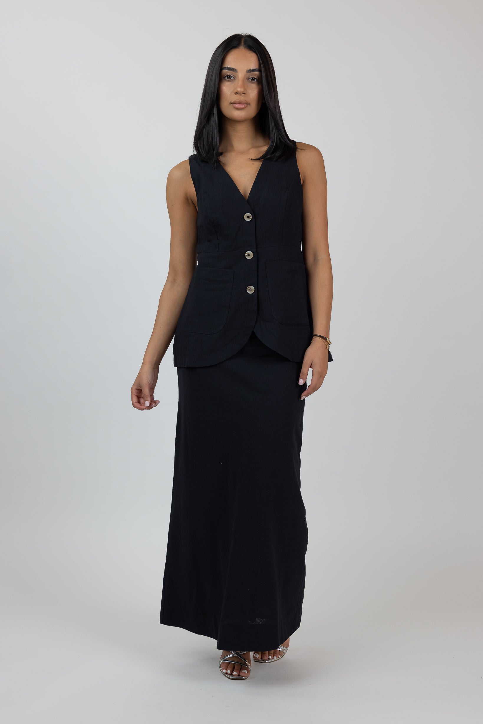 SR0958J-S-BLK-linen-skirt