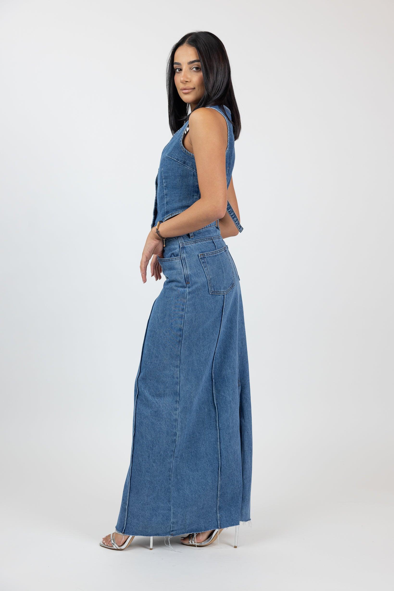 Halona Denim Maxi Skirt