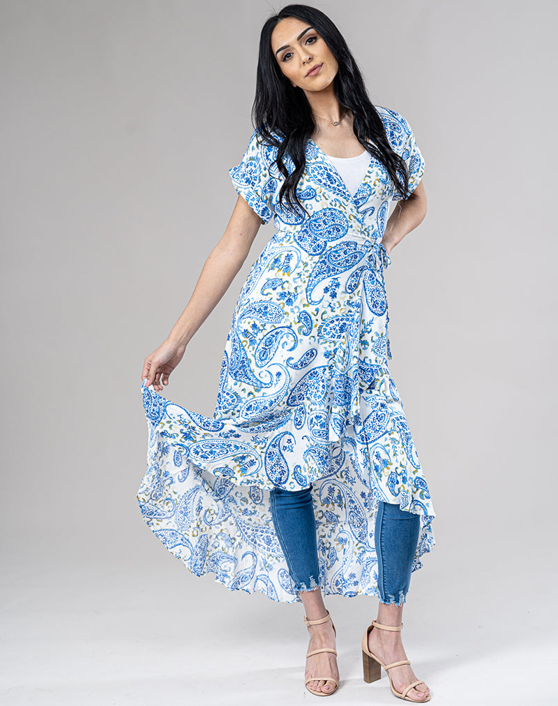 Blue Paisley Wrap Dress -  Modelle