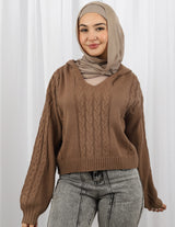Crop Hooded Knit Top