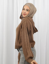 Crop Hooded Knit Top
